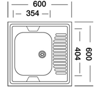 Мойка накладная N 209-L 600х600мм нерж.матовая 0,5мм левая (без сифона) 438x503 в Материке - Вариант 2