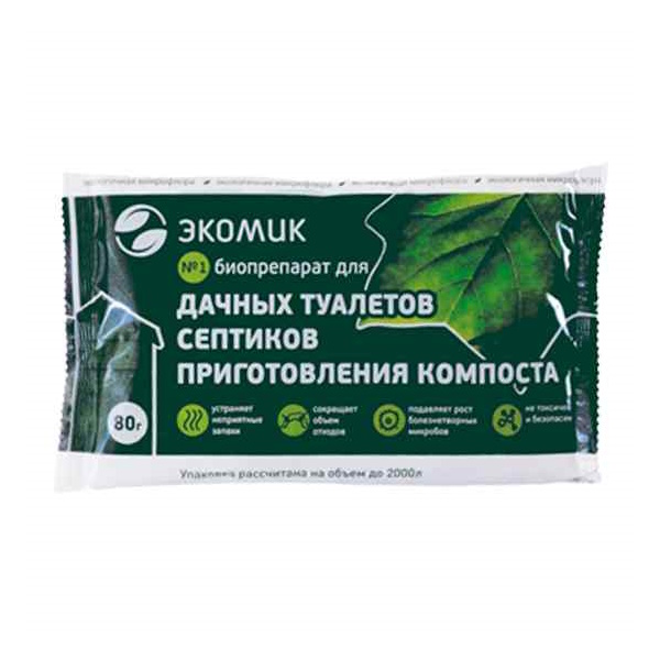 Средство Биопрепарат для дачных туалетов, септиков и компоста Экомик (80г)