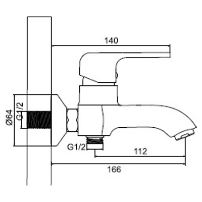 Смеситель L3244 (для ванны, короткий излив) 438x503 в Материке - Вариант 2