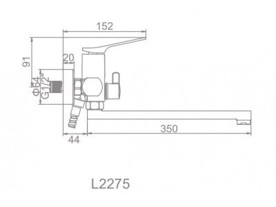 Смеситель L2275 (для ванны, длинный излив) ХРОМ 438x503 в Материке - Вариант 2