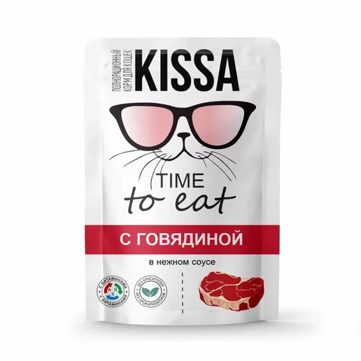 Корм для кошек Kissa говядина, соус (75г) 586x674 в Материке
