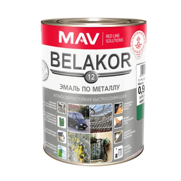 Эмаль BELAKOR 12 быстросохнущая белая, 0,9кг 620x620 в Материке