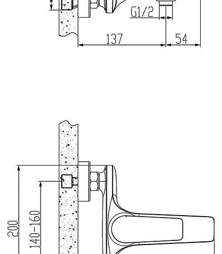 Смеситель BAKU BK 54 (для ванны, короткий излив) без душ.комплекта 438x503 в Материке - Вариант 2