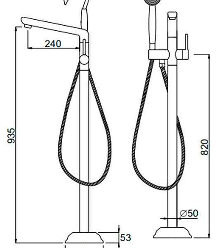 Смеситель GERHANS K13219-1 (для ванны) напольный хром 438x503 в Материке - Вариант 2