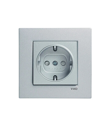Розетка Viko NOVELLA 92105042 1мест. с/з серебро 438x503 в Материке - Вариант 2