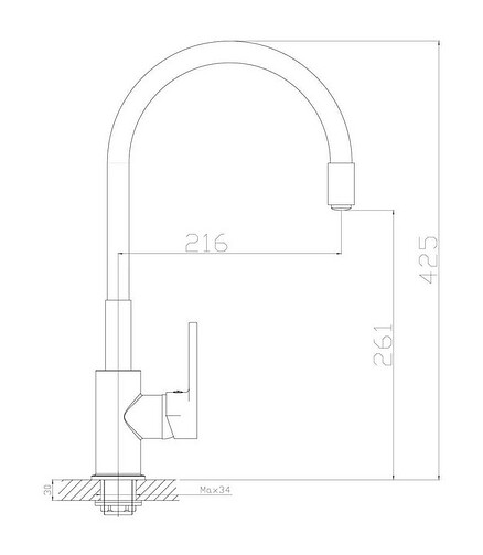 Смеситель ROSSINKA Z35-35U-Gray (для кухни) с гибким изливом, хром/серый 438x503 в Материке - Вариант 2