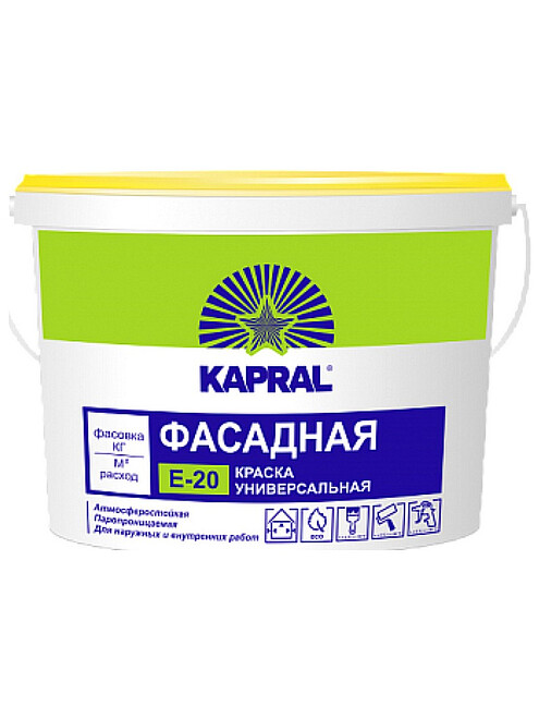 Краска Kapral Е-20 фасадная, 15кг 495x660 Краска Kapral Е-20 фасадная, 15кг 495x660 в Материке