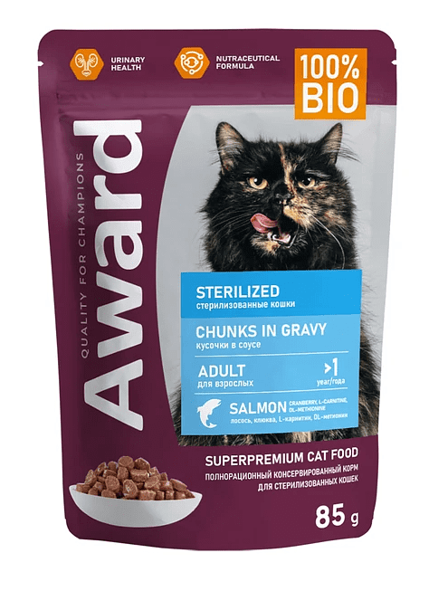 Корм для кошек Award Sterilized кусочки в соусе, лосось (85г) 495x660 Корм для кошек Award Sterilized кусочки в соусе, лосось (85г) 495x660 в Материке
