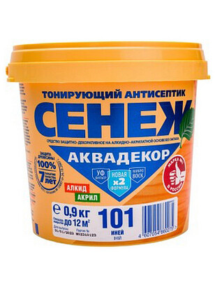 Антисептик Сенеж АКВАДЕКОР 101 иней, 0,9 кг 238x286 в Материке
