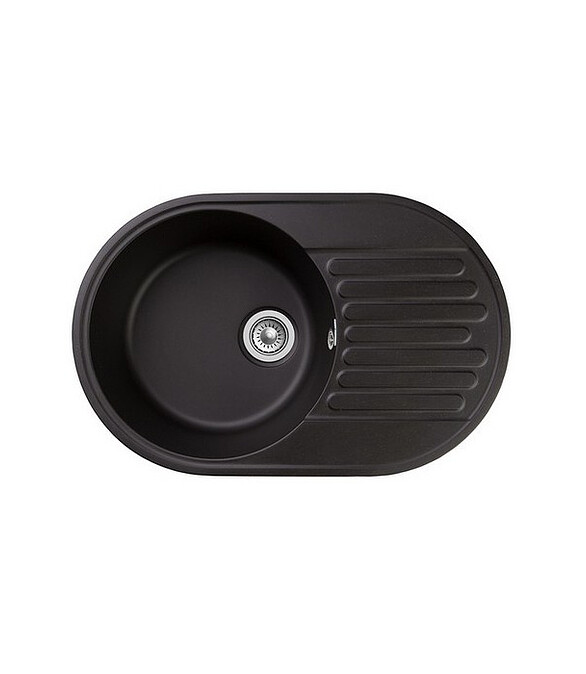 Мойка QUARZ GF-Z 18 (ЕСО-18), овал 740х480мм черный (без сифона) 586x674 в Материке