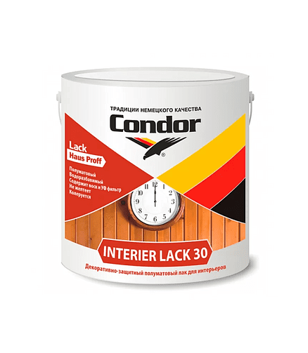 Лак Condor Interier Lack акриловый полуматовый, 2,3кг 438x503 в Материке