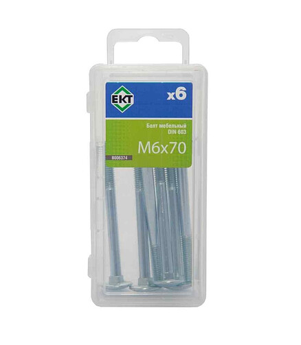 Болт мебельный 6х70 цинк, прочн.4.8 DIN 603 (уп=6шт) B006374_BOX 438x503 в Материке