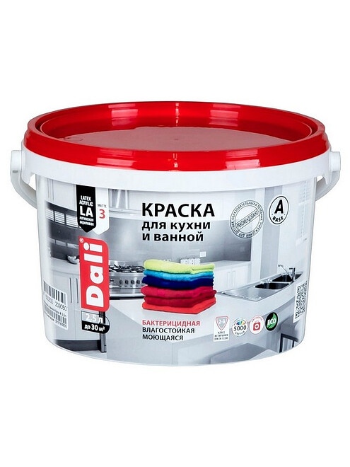 Краска DALI для кухни и ванной белая, 2,5л 495x660 Краска DALI для кухни и ванной белая, 2,5л 495x660 в Материке