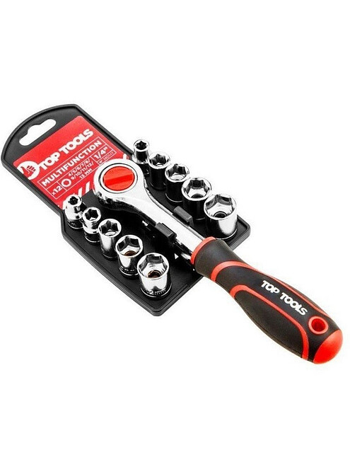 Набор ключей торцевых с трещоткой TOP TOOLS 38D147 1/4" 12шт/уп. 495x660 Набор ключей торцевых с трещоткой TOP TOOLS 38D147 1/4" 12шт/уп. 495x660 в Материке