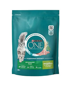 Корм для домашних кошек PURINA ONE индейка, цельные злаки (200г)