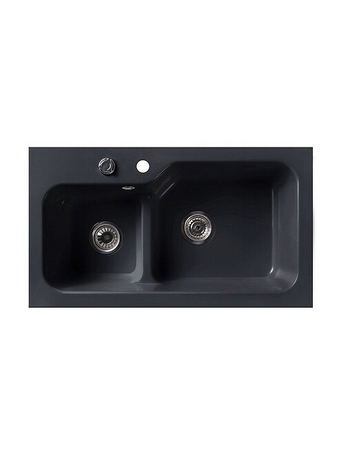 Мойка SG-REC-DUO-8045 800х452мм 1,5 чаши иск.мрамор-ЧЕРН.ОБСИДИАН прав. с сифон. 495x660 Мойка SG-REC-DUO-8045 800х452мм 1,5 чаши иск.мрамор-ЧЕРН.ОБСИДИАН прав. с сифон. 495x660 в Материке