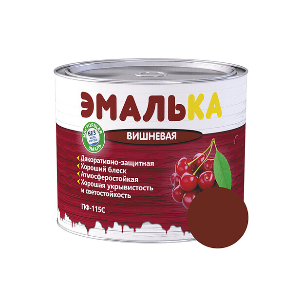 Эмаль ПФ-115С ЭМАЛЬКА вишневая 1,8кг 620x620 в Материке