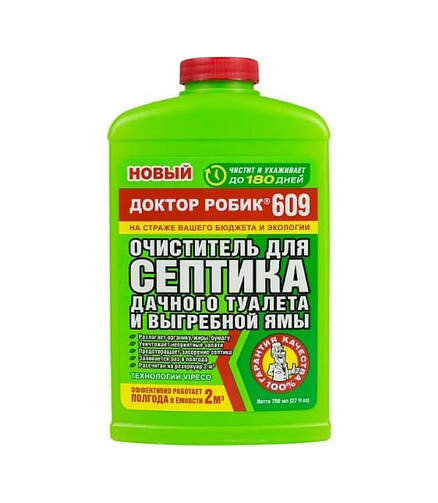 Очиститель для септиков и дачных туалетов 609 (789мл), Доктор Робик 438x503 в Материке