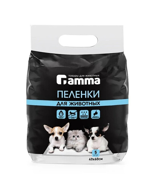 Пеленки для животных, 400*600мм (уп=5шт) 495x660 Пеленки для животных, 400*600мм (уп=5шт) 495x660 в Материке