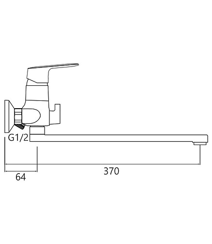 Смеситель FLAT 7250520C-35F (для ванны, длинный излив) с душ.комплектом, хром 438x503 в Материке - Вариант 2