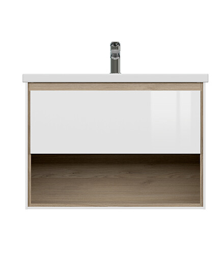 Тумба LOUNA 80 подвесная белая 438x503 в Материке - Вариант 2