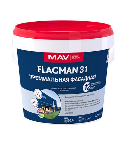 Краска МАВ FLAGMAN 31 ТR фасадная, 11л 438x503 в Материке