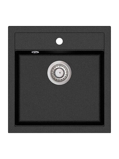 Мойка TESA SQT100-601W 490х510мм гранит-черный металлик с выпуском 495x660 Мойка TESA SQT100-601W 490х510мм гранит-черный металлик с выпуском 495x660 в Материке