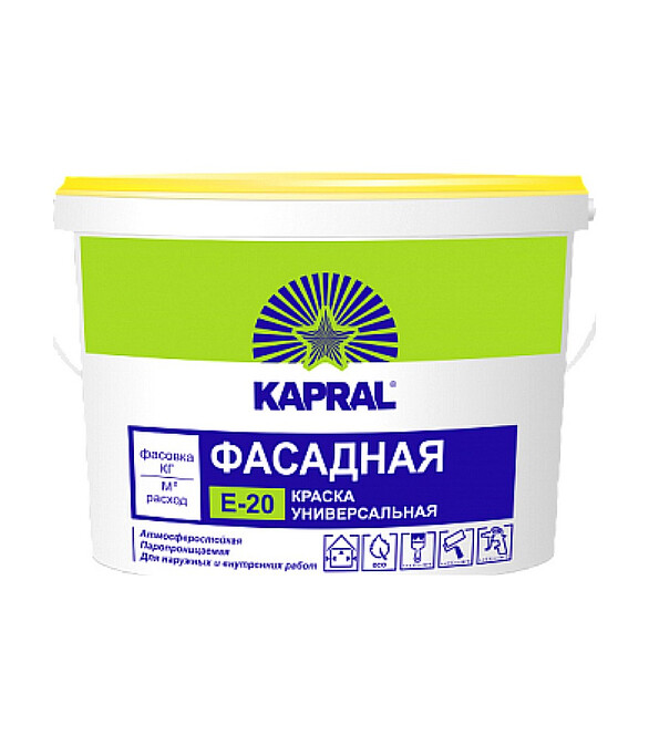 Краска Kapral Е-20 фасадная, 7,5кг 586x674 Краска Kapral Е-20 фасадная, 7,5кг 586x674 в Материке