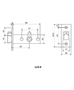 Защелка дверная Аллюр L45-8 CP хром