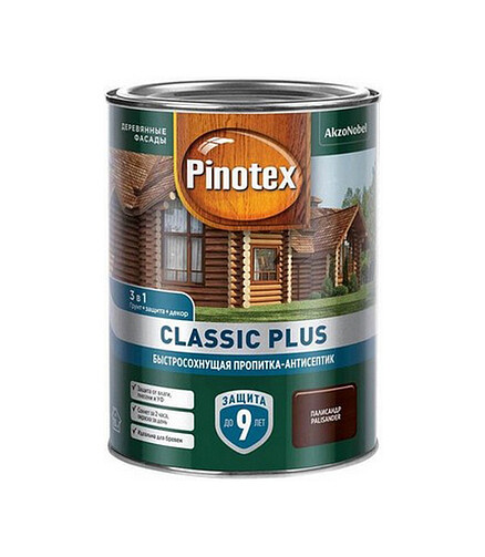 Пропитка-антисептик Pinotex Classic Plus 3 в 1 Палисандр, 0,9л 438x503 в Материке