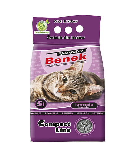 Наполнитель минеральный комкующийся Super Benek Compact Line Lavender (5л) 438x503 в Материке