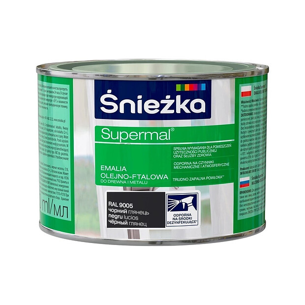 Эмаль SNIEZKA Supermal МФ RAL9005 черная глянцевая 0,4л