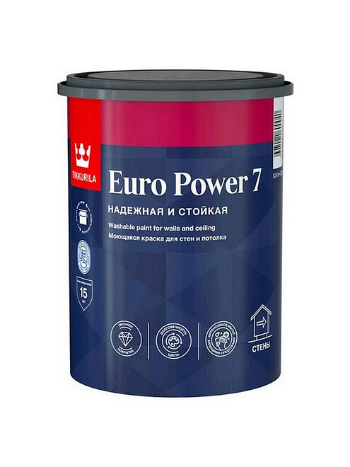 Краска Tikkurila EURO POWER 7 стойкая к мытью A мат, 0,9л 495x660 Краска Tikkurila EURO POWER 7 стойкая к мытью A мат, 0,9л 495x660 в Материке
