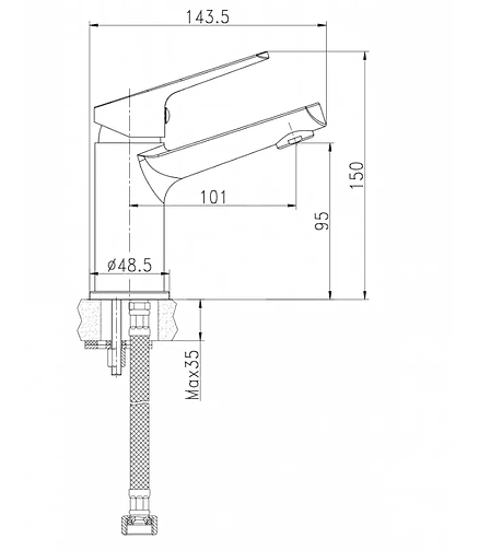 Смеситель FLAVIS 63034 (для умывальника) низкий 438x503 в Материке - Вариант 2