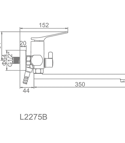 Смеситель L2275-B (для ванны, длинный излив) ЧЕРНЫЙ 438x503 в Материке - Вариант 2