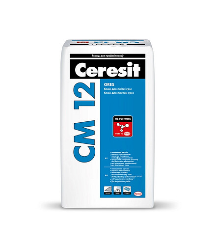 Клей CERESIT CM 12 для плитки грес, 25кг 438x503 в Материке