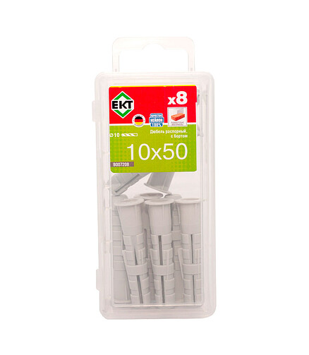 Дюбель распорный KEW KSD S 10х50 с бортом, нейлон B007208 (уп=8шт)_BOX 438x503 в Материке