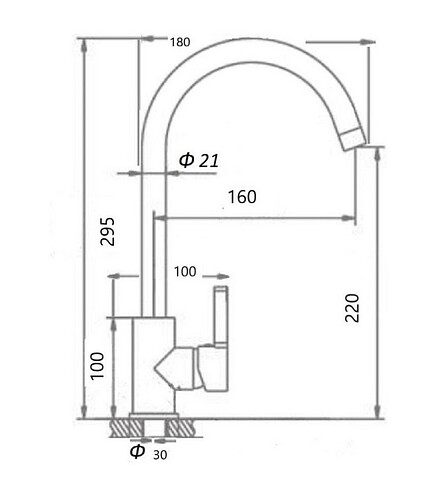 Смеситель WP40240 (для кухни), ЦИНК 438x503 в Материке - Вариант 2