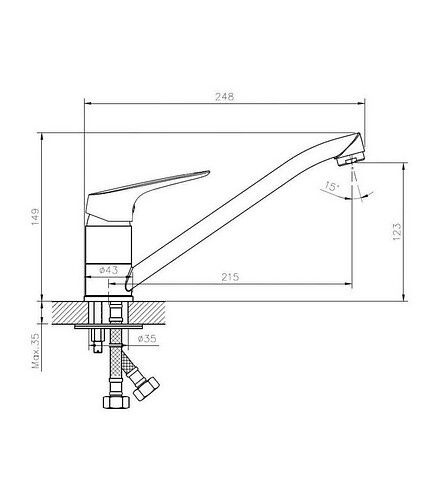 Смеситель TOKITO TAKASE TOK-TAK-1012 (для кухни) с поворотным изливом 438x503 в Материке - Вариант 2