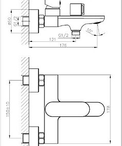 Смеситель HAIBA HB60590 (для ванны, короткий излив) с душ.комплектом