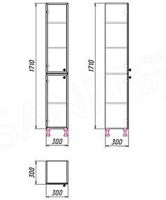 Пенал ГАММА 50.03оф2 правый, белый высокий глянец 238x286 в Материке - Вариант 2