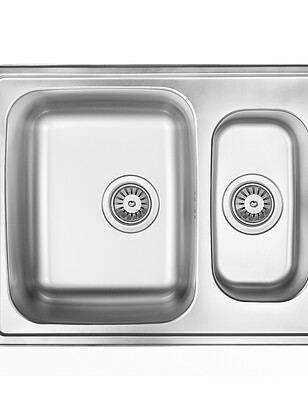 Мойка врезная ZORG ZLL 6150-2 1,5 чаши 615х500мм микродекор нерж 0,8мм с выпуск. 238x286 в Материке