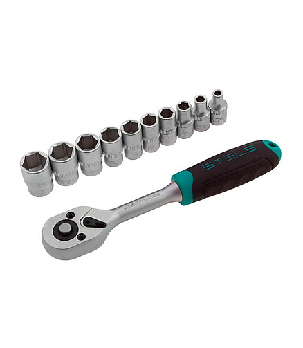 Набор головок торц. с ключом STELS 1/4" 4-13мм 11пр. 438x503 в Материке