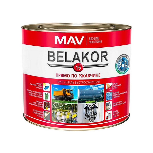 Грунт-эмаль BELAKOR 15 Красно-коричневая мат. 2,2кг