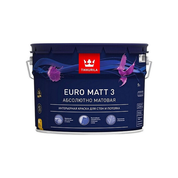 Краска ТИККУРИЛА EURO MATT 3 A матовая 9л