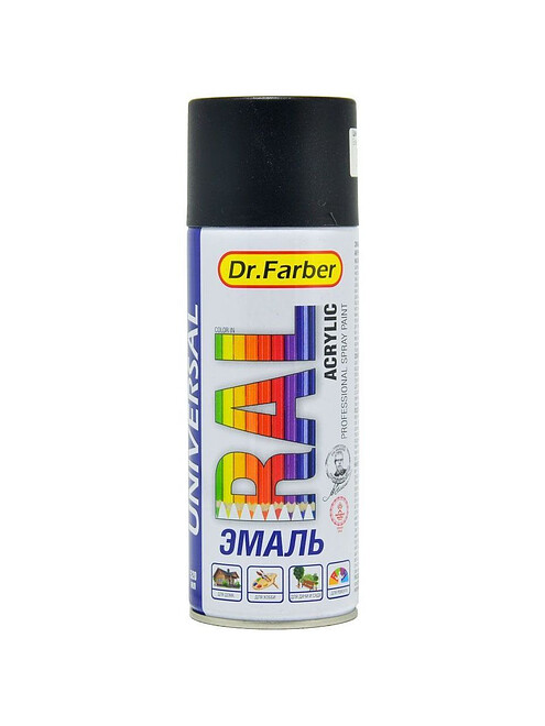 Эмаль Dr.Farber аэроз. акрил универс. RAL 9005 мат., 520мл 495x660 Эмаль Dr.Farber аэроз. акрил универс. RAL 9005 мат., 520мл 495x660 в Материке