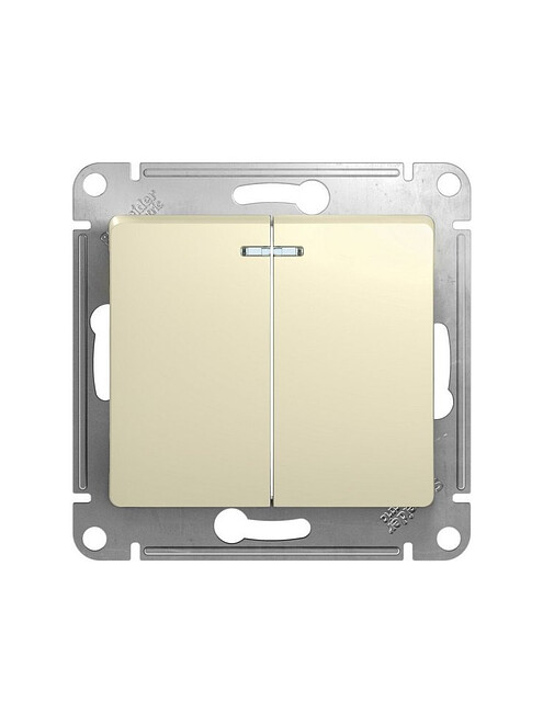 Выключатель SE GLOSSA GSL000253 2кл. подсв. беж. 495x660 Выключатель SE GLOSSA GSL000253 2кл. подсв. беж. 495x660 в Материке