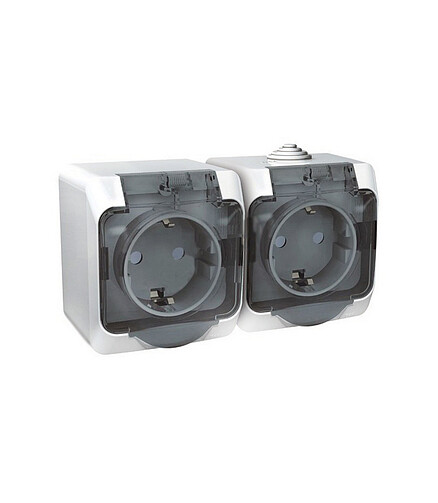 Розетка ЭТЮД PA16-244B 2мест. IP44 белый 438x503 в Материке