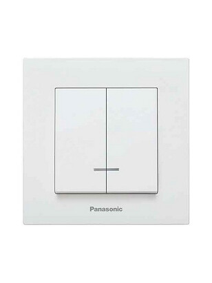 Выключатель Panasonic KARRE Plus 2кл. подсв. белый 238x286 в Материке