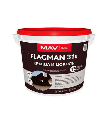 Краска МАВ FLAGMAN 31к крыша и цоколь графит матовая, 14кг 438x503 в Материке